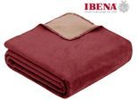 Wohndecke IBENA "Wohndecke Doubleface Dublin", rot (bordeaux, hellbraun), B:150cm L:200cm, Baumwolle, Polyacryl, Polyester, Wohndecken, Wohndecke, in trendigen Farben