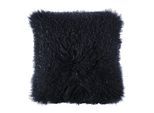 Dekokissen PAD "Glory", schwarz (schwarz, unifarben), B:40cm L:40cm, Lammfell, Polyester, Dekokissen_Sitzkissen_Kissenhüllen, Echtfell