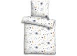 Kinderbettwäsche BIBERNA "Heleni in Gr. 100x135 oder 135x200 cm, für Kinder, Kinderbettwäsche", weiß, B/L: 135cm x 200cm, 1 Stk., 1 Stk., Feinbiber, B/L: 80cm x 80cm, 2 Stk., Feinbiber, Obermaterial: 100% Baumwolle, Bettwäsche, Feinbiber kuschelig warm im Winter, Kinderbettwäsche mit Sternen