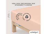 Spannbettlaken SCHLAFGUT "PREMIUM Mako-Zwirn-Jersey, 220 g/m², 95% Bio-Baumwolle, 5% Elasthan", rot (rot light), 1 Stk., Mako-Zwirn-Jersey, 180-200x200-220 30cm, Mako-Zwirn-Jersey, Obermaterial: 95% Baumwolle, 5% Elasthan, Bettlaken, Spannbettlaken, Bettlaken bis 30 cm Höhe, PREMIUM-Qualität langlebig, perfekter Sitz