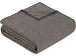 Wohndecke IBENA "Charlotte mit GOTS", grau, B:140cm L:200cm, Baumwolle, Wohndecken, Wohndecke, mit gewebter Struktur