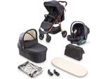 Kombi-Kinderwagen BABYGO "Style - 3in1", Kinder, schwarz (rosegold, schwarz), Kinderwagen, inkl. Babyschale mit Adaptern u. Wickeltasche