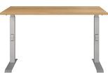 Schreibtisch GERMANIA "Downey", silber (navarra, eiche, nachbildung, silber, silber, navarra, eiche, nachbildung), B:120cm H:91cm T:80cm, Tische, Schreibtisch, höhenverstellbar von 68-91 cm, verfügbar in verschiedenen Breiten