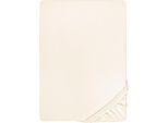 Spannbettlaken BIBERNA "Marc", beige (natur), L:200cm, Jersey, Obermaterial: 100% Baumwolle, Bettlaken, Spannbettlaken, aus Baumwolle, für Matratzen bis 22 cm Höhe, Bettlaken, Spannbetttuch