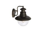 Außen-Wandleuchte BRILLIANT "ARTU", schwarz, B:21,5cm H:27cm, Leuchten, 26cm Höhe, E27 max. 60W, Metall, hängend schwarz gold, rustikal