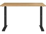 Schreibtisch GERMANIA "Downey", braun (navarra, eiche, nachbildung, schwarz, schwarz, navarra, eiche, nachbildung), B:120cm H:91cm T:80cm, Tische, Schreibtisch, höhenverstellbar von 68-91 cm, verfügbar in verschiedenen Breiten