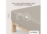 Spannbettlaken SCHLAFGUT "PREMIUM Mako-Zwirn-Jersey, 220 g/m², 95% Bio-Baumwolle, 5% Elasthan", beige (sand mid), 1 Stk., Mako-Zwirn-Jersey, 120-130x200-220 30cm, Mako-Zwirn-Jersey, Obermaterial: 95% Baumwolle, 5% Elasthan, Bettlaken, Spannbettlaken, Bettlaken bis 30 cm Höhe, PREMIUM-Qualität langlebig, perfekter Sitz