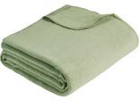 Wohndecke IBENA "Uni Decke Malaga", grün, B:150cm L:200cm, Baumwolle, Wohndecken, Wohndecke, unifarben