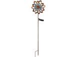 LED Solarleuchte GLOBO LIGHTING "SOLARLEUCHTE METALL GOLDFARBEN PATINIERT, 1XLED", goldfarben antik, B:12cm H:92cm L:22,5cm, Leuchten, Solar Garten Terrasse Außenbeleuchtung Dekoleuchten