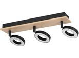 EGLO Deckenleuchte "Rielves Deckenlampe, Holz und Metall, Spotbalken schwenkbar, Lampe", schwarz, 3, H: 17,5cm, 1 Stk., Leuchten, Spot - L40 x B7 x H17,5 cm - braun, schwarz - 3X4,2W inkl., Deckenleuchte