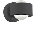 EGLO Wandleuchte "Ono 2 Wandlampe, Aluminium und Kunststoff, Wohnzimmerlampe, Lampe", schwarz (grau), 2, H: 8cm, 1 Stk., Leuchten, Wand-/Deckenleuchte - L9 x H8 x AL13 cm - anthrazit - 2X2,5W inkl., Wandleuchte