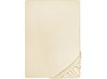 Spannbettlaken BIBERNA "Samy", beige (champagner), 1 Stk., Jersey-Elasthan, 140-160x200-220 12cm, Jersey-Elasthan, Obermaterial: 95% Baumwolle, 5% Elasthan, Bettlaken, Spannbettlaken, hochwertiges Jersey-Elasthan für Topper geeignet