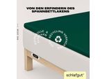 Spannbettlaken SCHLAFGUT "EASY Jersey Elasthan Topper", grün (grün deep), 1 Stk., Jersey, 140-160x200-220 10cm, Jersey, Obermaterial: 95% Baumwolle, 5% Elasthan, Bettlaken, Spannbettlaken, MADE IN GREEN by OEKO-TEX