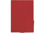 Spannbettlaken "Jersey in Gr. 90x200, 140x200 oder 180x200 cm", rot, L:200cm, Jersey, Obermaterial: 100% Baumwolle, CASTELL - MARKENBETTWÄSCHE, Bettlaken, Spannbettlaken, aus Baumwolle, für Matratzen bis 22 cm Höhe, Bettlaken, Spannbetttuch