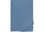 Spannbettlaken BIBERNA "Marc", blau (azurblau), L:200cm, Jersey, Obermaterial: 100% Baumwolle, Bettlaken, Spannbettlaken, aus Baumwolle, für Matratzen bis 22 cm Höhe, Bettlaken, Spannbetttuch