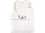 Babybettwäsche TRÄUMELAND, grün (weiß, mint, braun), B/L: 80cm x 80cm, 1 Stk., 1 Stk., Jersey, B/L: 35cm x 40cm, 2 Stk., Jersey, Obermaterial: 100% Baumwolle, Bettwäsche, Kissen- und Bettdeckenbezug aus 100% Baumwolle