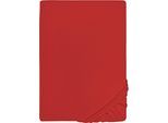Spannbettlaken BIBERNA "THEA Baumwoll-Jersey mit Elasthan, 160 g/m²", rot, 1 Stk., Jersey-Elasthan, 140-160x200-220 25cm, Jersey-Elasthan, Obermaterial: 97% Baumwolle, 3% Elasthan, Bettlaken, Spannbettlaken, Bettlaken für Matratzen bis 25 cm Höhe, pflegeleicht, bügelfrei