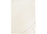 Spannbettlaken BIBERNA "Leila", beige (natur), L:200cm, Jersey, Obermaterial: 100% Baumwolle, Bettlaken, Spannbettlaken, Bettlaken aus 100% Baumwolle, für Matratzenhöhen bis 22 cm