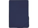 Spannbettlaken BIBERNA "Pepe", blau (marine), L:200cm, Frottee, Obermaterial: 80% Baumwolle, 20% Polyester, Bettlaken, Spannbettlaken, weicher Frottee-Stretch