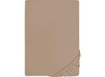 Spannbettlaken BIBERNA "THEA Baumwoll-Jersey mit Elasthan, 160 g/m²", braun (macciato), 1 Stk., Jersey-Elasthan, 90-100x190-220 25cm, Jersey-Elasthan, Obermaterial: 97% Baumwolle, 3% Elasthan, Bettlaken, Spannbettlaken, Bettlaken für Matratzen bis 25 cm Höhe, pflegeleicht, bügelfrei