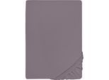 Spannbettlaken BIBERNA "Conny", grau (silbergrau), 1 Stk., Jersey-Elasthan, 180-200x200-220 40cm, Jersey-Elasthan, Obermaterial: 95% Baumwolle, 5% Elasthan, Bettlaken, Spannbettlaken, hochwertiges Jersey-Elasthan geeignet für Wasser- und Boxspringbetten