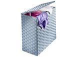 Wäschesortierer LOCKER, grau, B:66cm H:64cm T:32cm, Massivholz, Wäschesammler, Wäschesortierer, Nylongeflecht, Höhe 64 cm