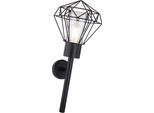 Außen-Wandleuchte GLOBO LIGHTING "HORACE", schwarz, B:22,5cm H:28,5cm, Leuchten, Außenleuchte Edelstahl schwarz mit Klarglas, IP44, E27 15W