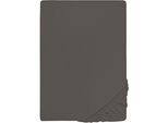 Spannbettlaken BIBERNA "Samy", grau (dunkelgrau), 1 Stk., Jersey-Elasthan, 90-100x190-220 12cm, Jersey-Elasthan, Obermaterial: 95% Baumwolle, 5% Elasthan, Bettlaken, Spannbettlaken, hochwertiges Jersey-Elasthan für Topper geeignet