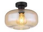 GLOBO LIGHTING Deckenleuchte "GIUSEPPE", schwarz matt, 1, Ø 28cm H: 20,5cm, 1 Stk., Leuchten, Schwarze Deckenleuchte mit Amber-Glas, E27 1x40W, Deckenleuchte
