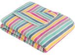 Wohndecke S.OLIVER "Jacquard Decke s.Oliver Junior", blau (türkis, pink), B:75cm L:100cm, Mischgewebe, Wohndecken, Wohndecke, gestreift, Kuscheldecke
