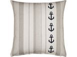 Dekokissen PAD "MARINA", beige (beige, gemustert gestreift), B:45cm L:45cm, Obermaterial: 100% Baumwolle, Dekokissen_Sitzkissen_Kissenhüllen, Made in Europe, Kissenhülle ohne Füllung, maritim, 1 Stück