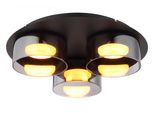 GLOBO LIGHTING Deckenleuchte "HIGGINS", schwarz gebürstet, 3, Ø 35cm H: 9cm, 1 Stk., Leuchten, Deckenleuchte für Wohn- & Schlafzimmer Rauchglas, Deckenleuchte