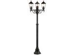 Außen-Stehlampe BRILLIANT "Carleen", schwarz, H:200cm Ø:61cm, Leuchten, 200 cm Höhe, Ø 61 cm, 3 x E27, Metall/Glas, schwarz