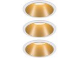 PAULMANN LED Einbauleuchte "Cole", gold (weiß, goldfarben), 3, Ø 8,8cm, 1 Stk., Leuchten, Deckenspots, 3er Set