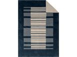 Wohndecke IBENA "Wohndecke Corato", blau (blau, natur), B:150cm L:200cm, Baumwolle, Polyacryl, Polyester, Wohndecken, Wohndecke, im geometrischen Look