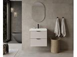 Waschtisch WELLTIME "FLOW SIMPLE mit Waschbecken, Breite 60 oder 80cm, modernes Design", cashmere, cashmere, B:60cm T:45cm, Waschtische, Waschtisch, Schrank mit 2 Schubladen, Soft-Close-Function, in 2 Breiten erhältlich