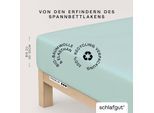 Spannbettlaken SCHLAFGUT "PREMIUM Mako-Zwirn-Jersey, 220 g/m², 95% Bio-Baumwolle, 5% Elasthan", blau (petrol light), 1 Stk., Mako-Zwirn-Jersey, 120-130x200-220 30cm, Mako-Zwirn-Jersey, Obermaterial: 95% Baumwolle, 5% Elasthan, Bettlaken, Spannbettlaken, Bettlaken bis 30 cm Höhe, PREMIUM-Qualität langlebig, perfekter Sitz