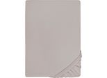 Spannbettlaken BIBERNA "Samy", grau (sturmgrau), 1 Stk., Jersey-Elasthan, 90-100x190-220 12cm, Jersey-Elasthan, Obermaterial: 95% Baumwolle, 5% Elasthan, Bettlaken, Spannbettlaken, hochwertiges Jersey-Elasthan für Topper geeignet