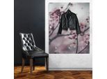 Garderobenleiste QUEENCE "Violet", lila, B:100cm H:120cm T:3cm, Acrylglas, Edelstahl, Garderobenhalter, Kirschblüten, Wanddeko, Garderobe