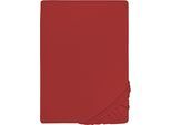 Spannbettlaken BIBERNA "THEA Baumwoll-Jersey mit Elasthan, 160 g/m²", rot, 1 Stk., Jersey-Elasthan, 90-100x190-220 25cm, Jersey-Elasthan, Obermaterial: 97% Baumwolle, 3% Elasthan, Bettlaken, Spannbettlaken, Bettlaken für Matratzen bis 25 cm Höhe, pflegeleicht, bügelfrei
