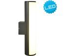 LED Außen-Wandleuchte NÄVE "Flair", grau (dunkelgrau), H:30cm T:9,5cm Ø:6,5cm, Leuchten, Aluminium dunkelgrau Länge 30cm IP54 warmweißes Licht