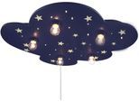 NIERMANN Deckenleuchte "Wolke, Kinderlampe, Kinderzimmer", blau, 5, H: 7cm, 1 Stk., Leuchten, Deckenleuchte Wolke blau mit fluoreszend. Sternen, Kinderlampe