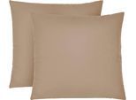 Kissenbezug BIBERNA "Michi Feinjersey mit Reißverschluss", braun (macciato), B:80cm L:80cm, Feinjersey, Obermaterial: 100% Baumwolle, Kissenbezüge, Kissenbezug, verschiedene Größen, Feinjersey Kissenhülle aus 100% Baumwolle