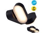 LED Außen-Wandleuchte NÄVE "Motus", schwarz, B:10cm H:5,4cm L:23cm, Leuchten, 2 bewegliche Lichtblöcke incl. 60 LED schwarz warmweiß IP 54