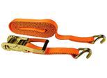 Spanngurt LAS, orange, B:5cm L:800cm, Polyester, Spanngurte, mit Ratsche und J-Haken
