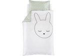 Babybettwäsche TRÄUMELAND "kuschelweiche Bettwäsche Kuschelhase", grün (weiß, mint), B/L: 100cm x 135cm, 1 Stk., 1 Stk., Jersey, B/L: 60cm x 40cm, 2 Stk., Jersey, Obermaterial: 100% Baumwolle, Bettwäsche