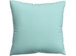 Kissenbezug SCHLAFGUT "Premium Kissenbezug Woven Satin (1 St)", blau (petrol light), B:80cm L:80cm, Mako-Satin, Obermaterial: 100% Baumwolle, Kissenbezüge, Kissenbezug, Ton-in-Ton Reißverschluss, Fadendichte von 300tc, Uni, OEKO Tex