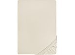 Spannbettlaken BIBERNA "Samy", grau (hellgrau), 1 Stk., Jersey-Elasthan, 140-160x200-220 12cm, Jersey-Elasthan, Obermaterial: 95% Baumwolle, 5% Elasthan, Bettlaken, Spannbettlaken, hochwertiges Jersey-Elasthan für Topper geeignet