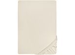 Spannbettlaken BIBERNA "Conny", grau (hellgrau), 1 Stk., Jersey-Elasthan, 90-100x190-220 40cm, Jersey-Elasthan, Obermaterial: 95% Baumwolle, 5% Elasthan, Bettlaken, Spannbettlaken, hochwertiges Jersey-Elasthan geeignet für Wasser- und Boxspringbetten