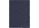 Spannbettlaken BIBERNA "HERMAL Melange Flanell uni, kuschelig weich", blau (marine), L:200cm, Flanell, Obermaterial: 100% Baumwolle, Bettlaken, Spannbettlaken, 100% Baumwolle, weich+warm, Matratzenhöhe bis 22 cm, Made in Germany